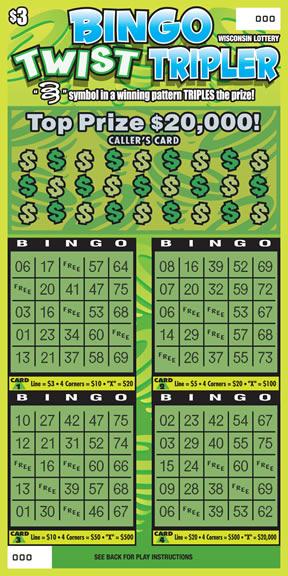 Bingo Twist Tripler instant scratch ticket from Wisconsin Lottery - unscratched