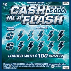Cash in a Flash instant scratch ticket from Wisconsin Lottery - unscratched