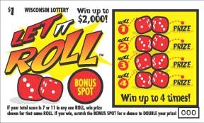 Let it Roll instant scratch ticket from Wisconsin Lottery - unscratched