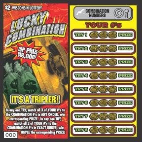 Lucky Combination instant scratch ticket from Wisconsin Lottery - unscratched