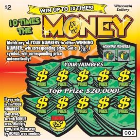 Ten Times the Money instant scratch ticket from Wisconsin Lottery - unscratched