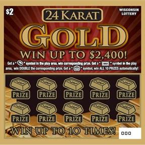 24 Karat Gold instant scratch ticket from Wisconsin Lottery - unscratched