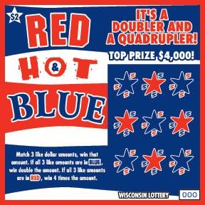 Red Hot and Blue instant scratch ticket from Wisconsin Lottery - unscratched