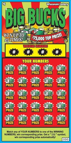Big Bucks instant scratch ticket from Wisconsin Lottery - unscratched