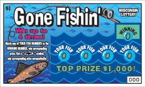 Gone Fishin' instant scratch ticket from Wisconsin Lottery - unscratched