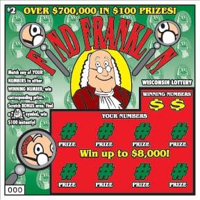 Find Franklin instant scratch ticket from Wisconsin Lottery - unscratched