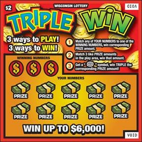 Triple Win instant scratch ticket from Wisconsin Lottery - unscratched