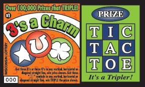 3's a Charm instant scratch ticket from Wisconsin Lottery - unscratched