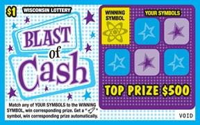 Blast of Cash instant scratch ticket from Wisconsin Lottery - unscratched