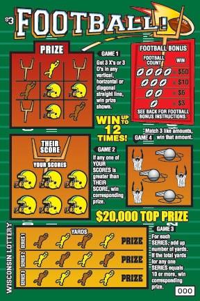 Football instant scratch ticket from Wisconsin Lottery - unscratched