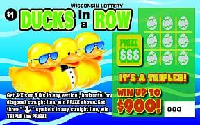 Ducks in a Row instant scratch ticket from Wisconsin Lottery - unscratched