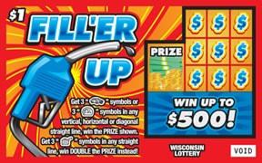 Fill'er Up instant scratch ticket from Wisconsin Lottery - unscratched