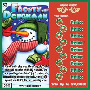 Frosty the Doughman instant scratch ticket from Wisconsin Lottery - unscratched