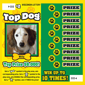 Top Dog instant scratch ticket from Wisconsin Lottery - unscratched