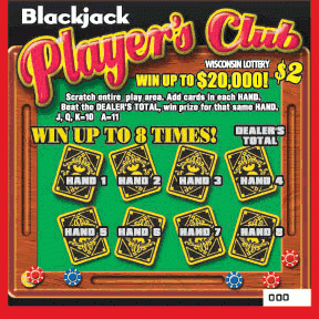 Player's Club Crossword instant scratch ticket from Wisconsin Lottery - unscratched