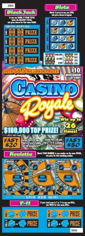 Casino Royale instant scratch ticket from Wisconsin Lottery - unscratched