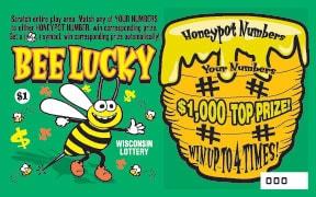 Bee Lucky instant scratch ticket from Wisconsin Lottery - unscratched