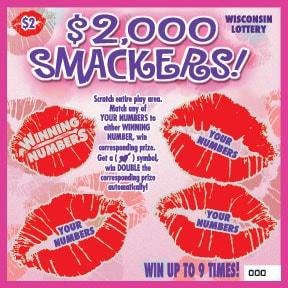 $2,000 Smackers instant scratch ticket from Wisconsin Lottery - unscratched