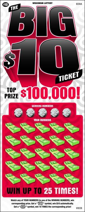 The Big $10 Ticket instant scratch ticket from Wisconsin Lottery - unscratched