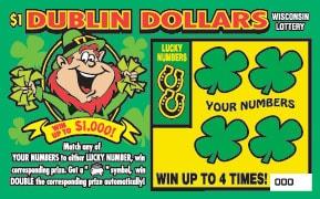 Dublin Dollars instant scratch ticket from Wisconsin Lottery - unscratched
