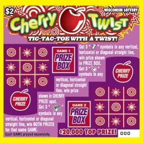 Cherry Twist instant scratch ticket from Wisconsin Lottery - unscratched