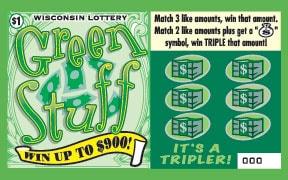 Green Stuff instant scratch ticket from Wisconsin Lottery - unscratched