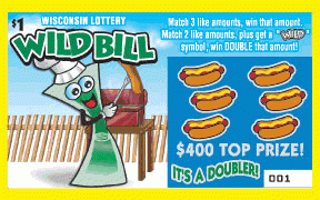 Wild Bill instant scratch ticket from Wisconsin Lottery - unscratched