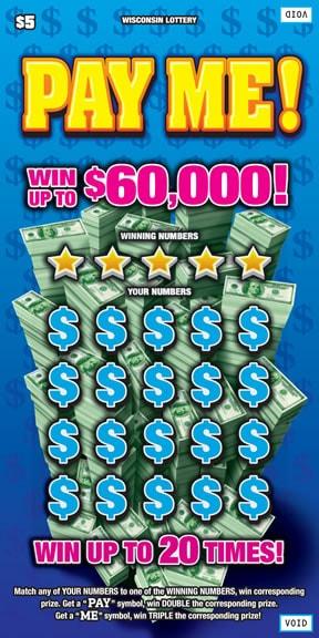 Pay Me instant scratch ticket from Wisconsin Lottery - unscratched
