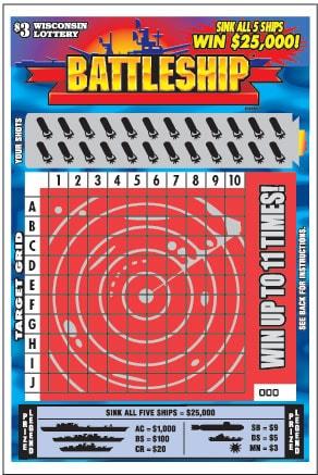 Battleship instant scratch ticket from Wisconsin Lottery - unscratched