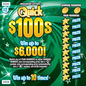 Quick $100s instant scratch ticket from Wisconsin Lottery - unscratched