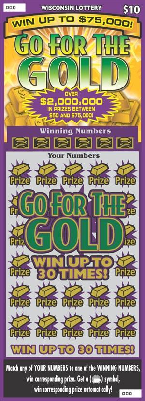 Go for the Gold instant scratch ticket from Wisconsin Lottery - unscratched