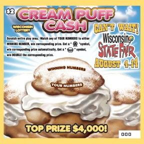 Cream Puff Cash instant scratch ticket from Wisconsin Lottery - unscratched