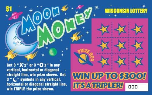 Moon Money instant scratch ticket from Wisconsin Lottery - unscratched