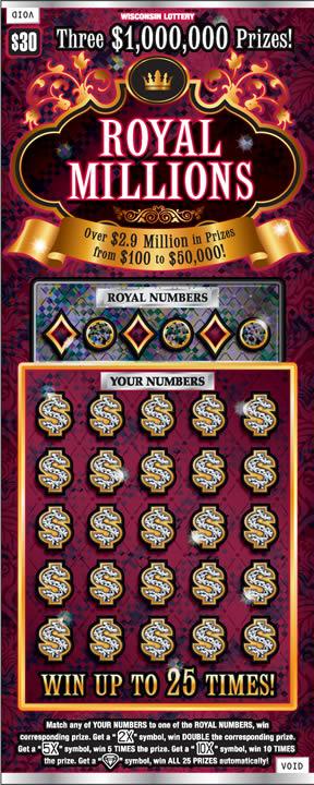 Royal Millions instant scratch ticket from Wisconsin Lottery - unscratched