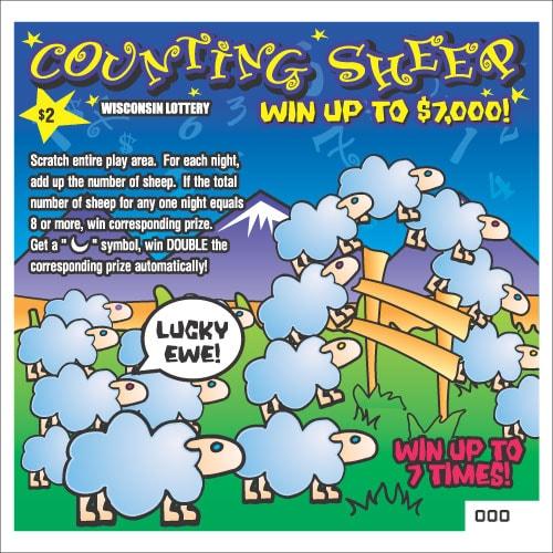 Counting Sheep instant scratch ticket from Wisconsin Lottery - unscratched
