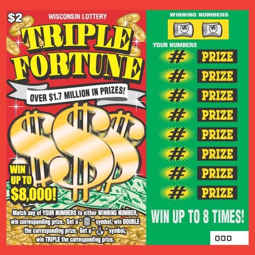 Triple Fortune instant scratch ticket from Wisconsin Lottery - unscratched