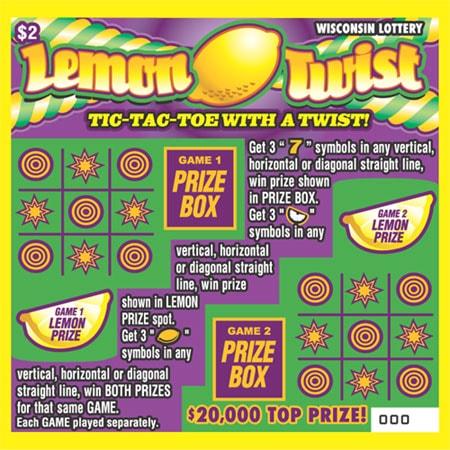Lemon Twist instant scratch ticket from Wisconsin Lottery - unscratched