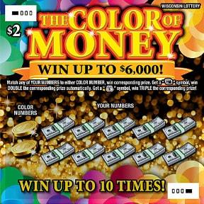 The Color of Money instant scratch ticket from Wisconsin Lottery - unscratched