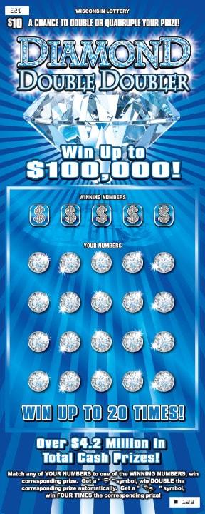 Diamond Double Doubler instant scratch ticket from Wisconsin Lottery - unscratched