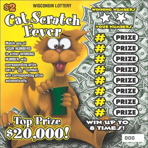 Cat Scratch Fever instant scratch ticket from Wisconsin Lottery - unscratched