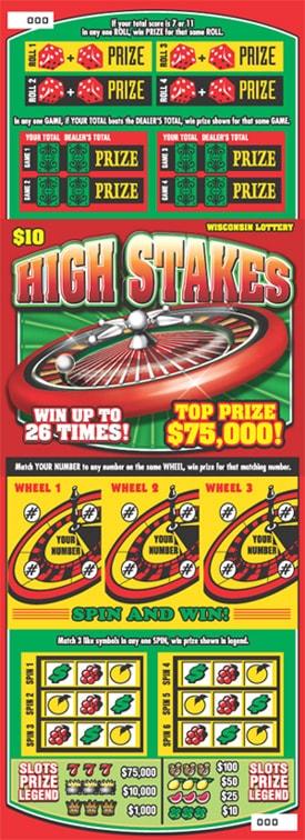 High Stakes instant scratch ticket from Wisconsin Lottery - unscratched
