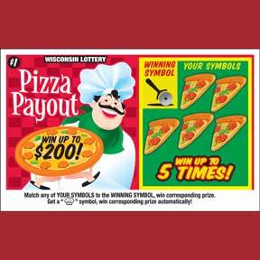 Food Series Pizza Payout instant scratch ticket from Wisconsin Lottery - unscratched