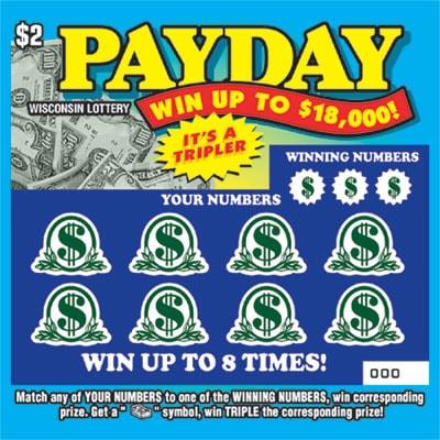 Payday instant scratch ticket from Wisconsin Lottery - unscratched