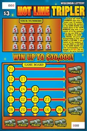 Hot Line Tripler instant scratch ticket from Wisconsin Lottery - unscratched