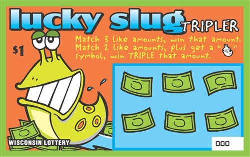Lucky Slug Tripler instant scratch ticket from Wisconsin Lottery - unscratched