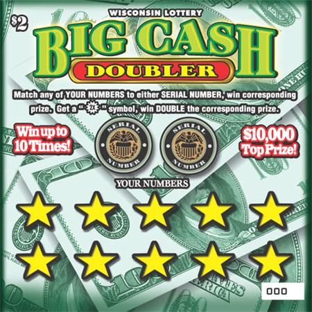 Big Cash Doubler instant scratch ticket from Wisconsin Lottery - unscratched