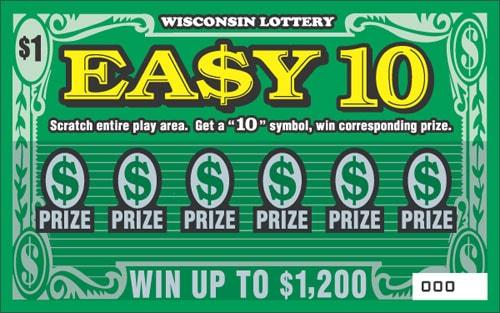 Easy 10 instant scratch ticket from Wisconsin Lottery - unscratched