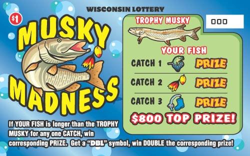 Musky Madness instant scratch ticket from Wisconsin Lottery - unscratched
