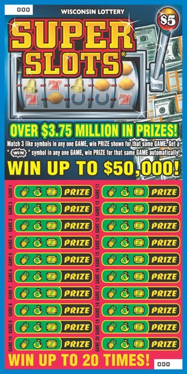 Super Slots instant scratch ticket from Wisconsin Lottery - unscratched