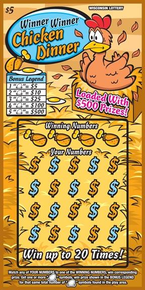 Winner Winner Chicken Dinner instant scratch ticket from Wisconsin Lottery - unscratched